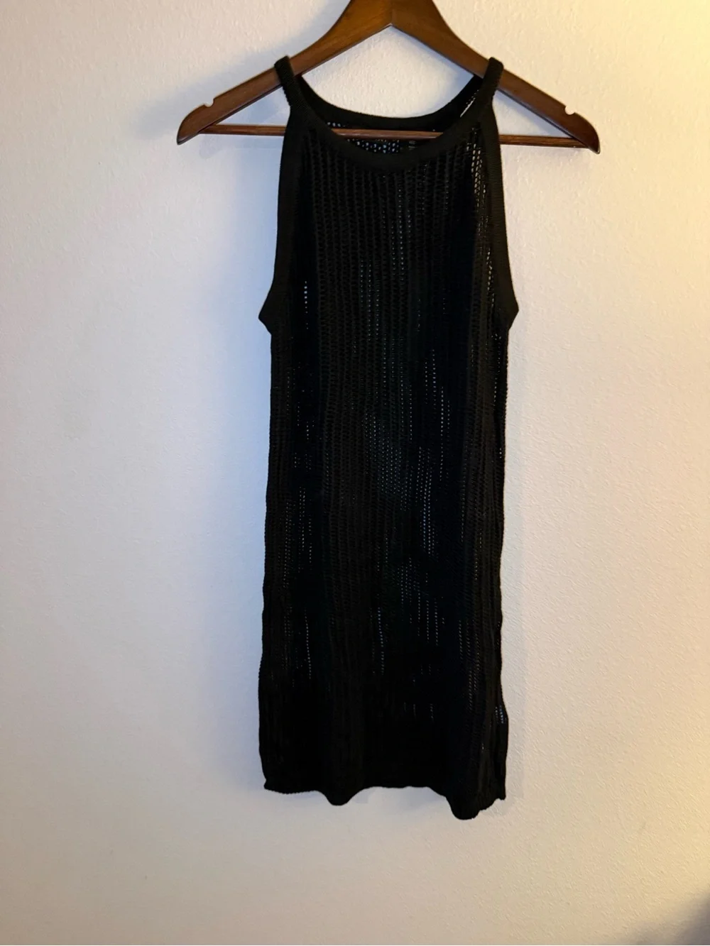 Tahari Black Open-Knit Sleeveless Cover-Up